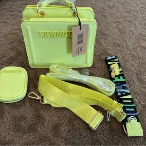 Steve Madden Bright Yellow Handbag Set - 3 straps. NWT